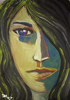 painting title girl with one eye covered